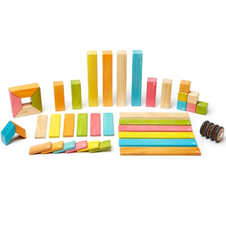 Tegu Magnetic Wooden Blocks, 42-Piece Set, Tints 42P-TNT-306T